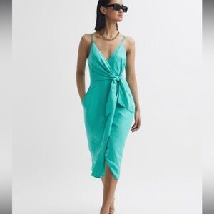 NWOT Reiss Esme Wrap Midi-Dress teal size 2